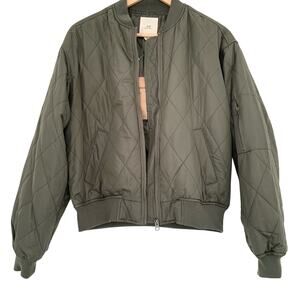Thread & Supply olive green quilted bomber jacket women size extra small NEW